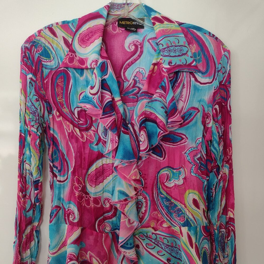 Metrostyle Women's Long Sleeve Blouse